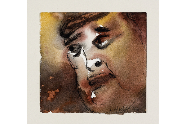 Portrait of my Mother, ink and watercolour on Arches, 6x6 in.